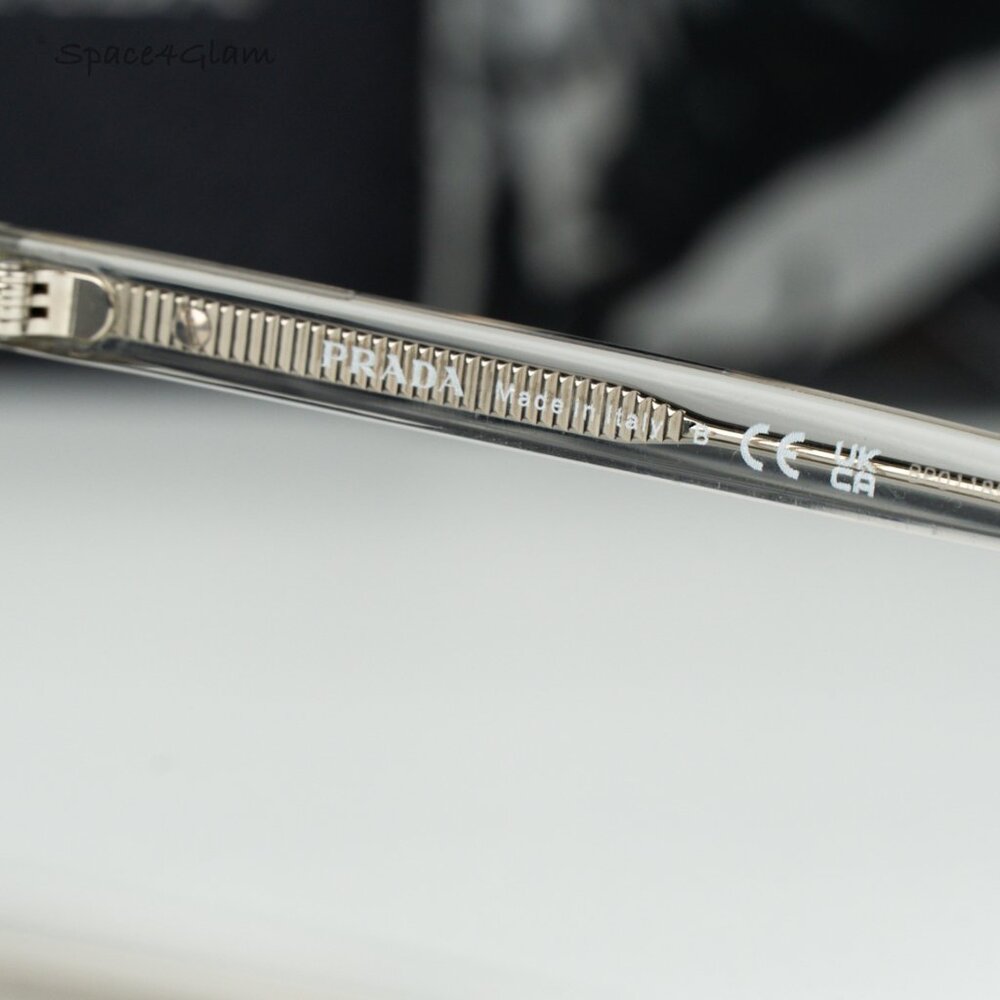 BRAND NEW Prada Women Sunglasses Grey Crystal Blue Rectangle PR18WS U430A9 - Picture 7 of 11